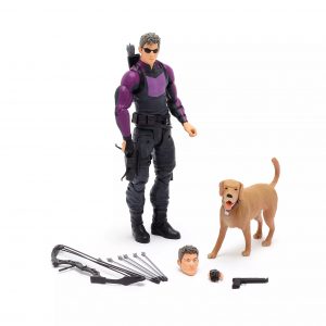 Figura Marvel Select Hawkeye con Pizza Dog